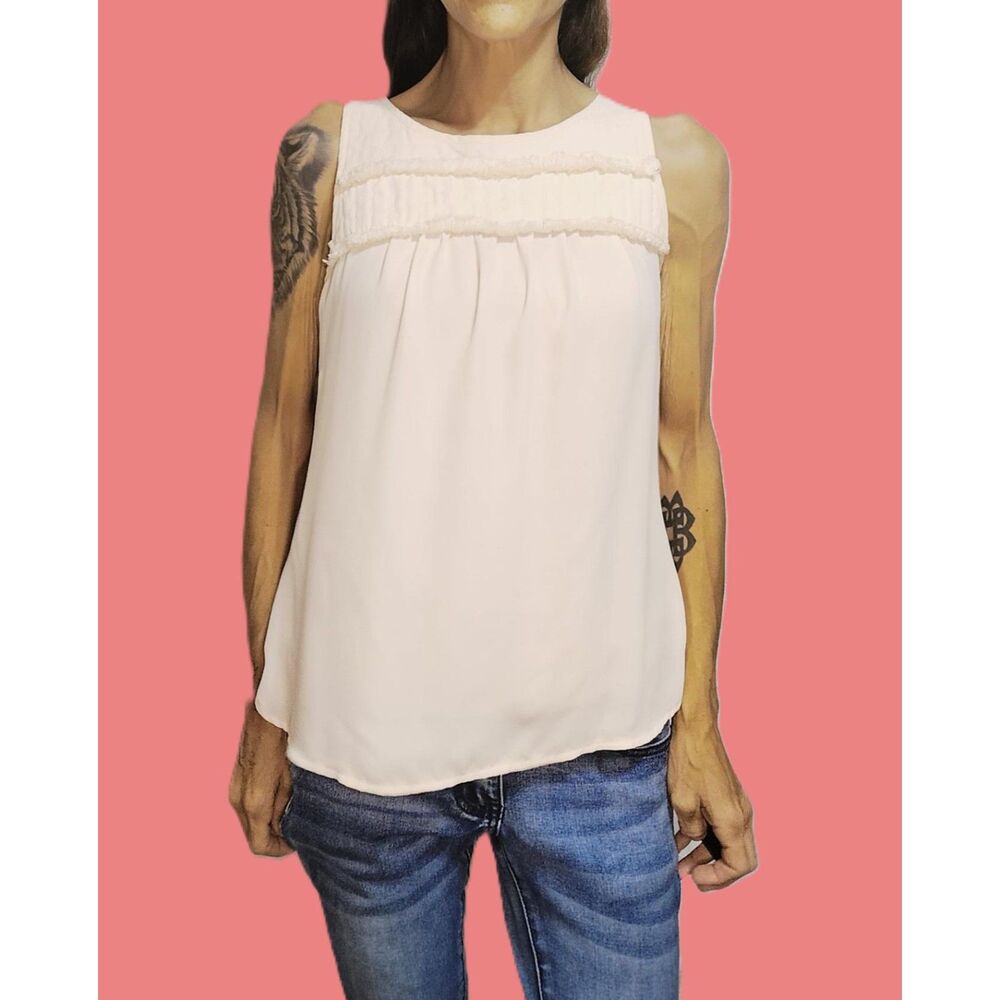 LOFT ~ Salmon Pink Sheer Preppy Tank ~ Size XS